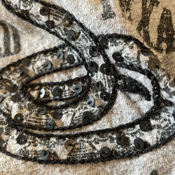 Double D Ranch Top Women Medium Grey Tunic Embellished Rattlesnake long sleeve - Picture 9 of 9